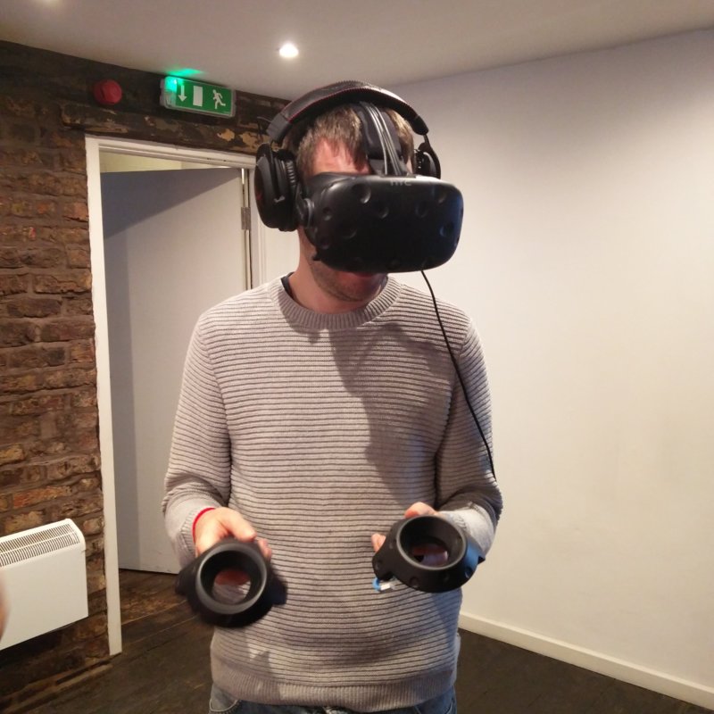 Tim wearing a VR headset