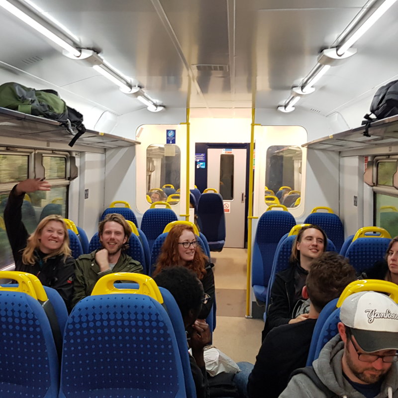 Team on train returning from Derbyshire May 2019