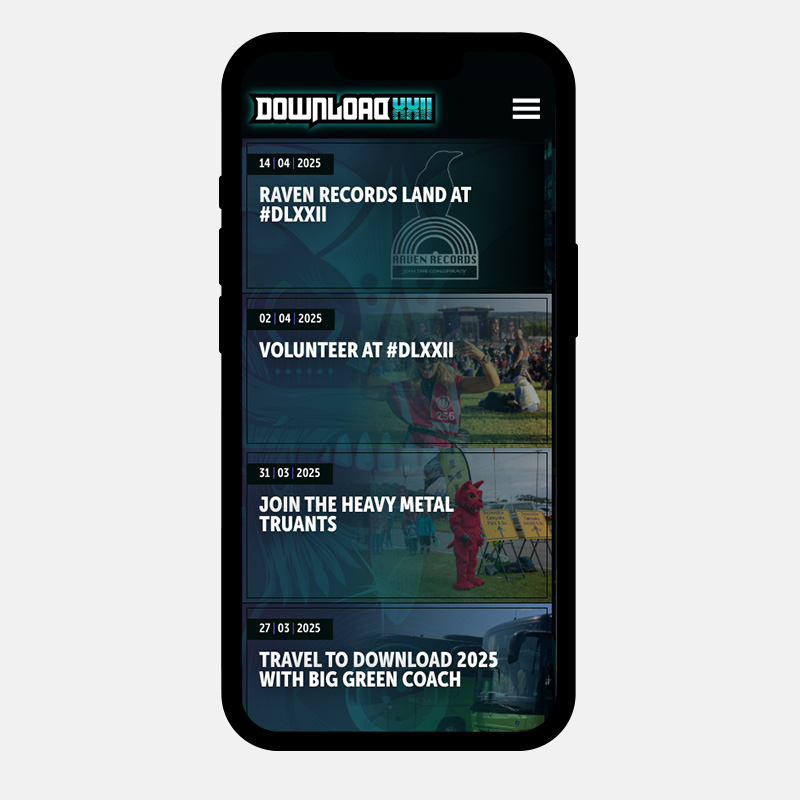 Mobile news page  - Download Festival website