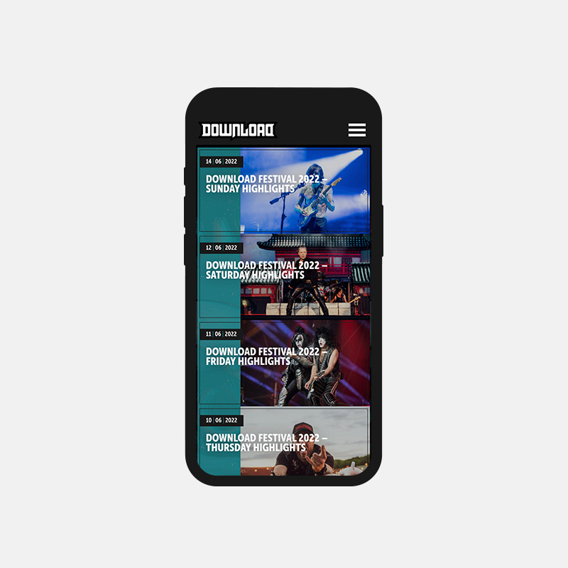 Mobile news page  - Download Festival website