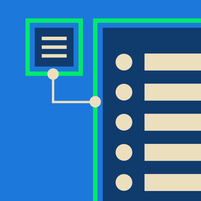 Graphical illustration showing interactive controls linked to components