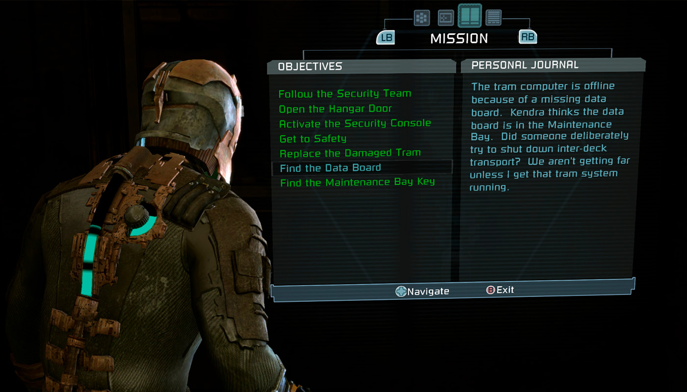 Example of diegetic UI in 'Dead Space'