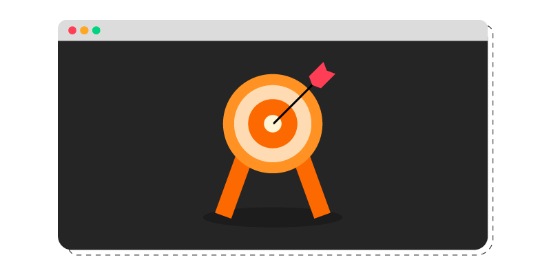 Diagram of a target with an arrow to depict clear objectives for your website