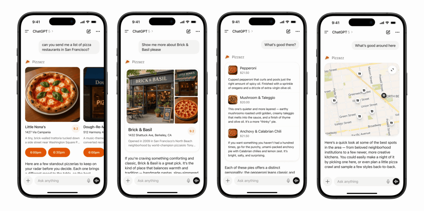Inline will display the ReactJS component within the flow of the conversation text, the default behaviour.